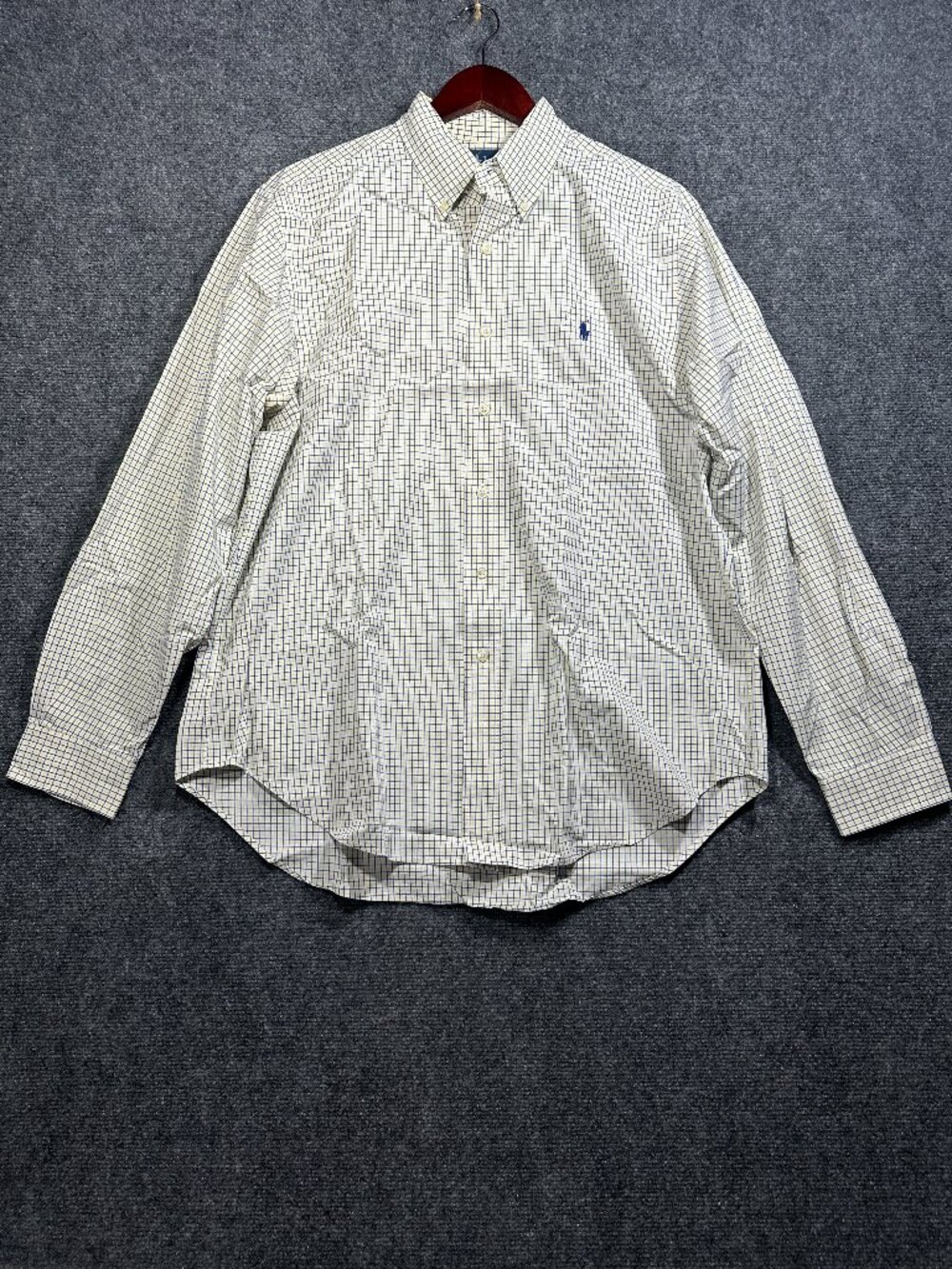 Ralph Lauren Shirt Mens 16.5 Classic Fit Yellow Blue Check Cotton Button Down
